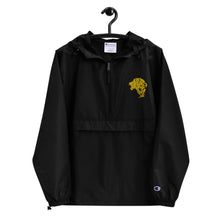 Load image into Gallery viewer, Embroidered Champion Packable Jacket - Black - Unfazed Tees