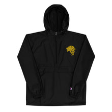 Load image into Gallery viewer, Embroidered Champion Packable Jacket - Black - Unfazed Tees
