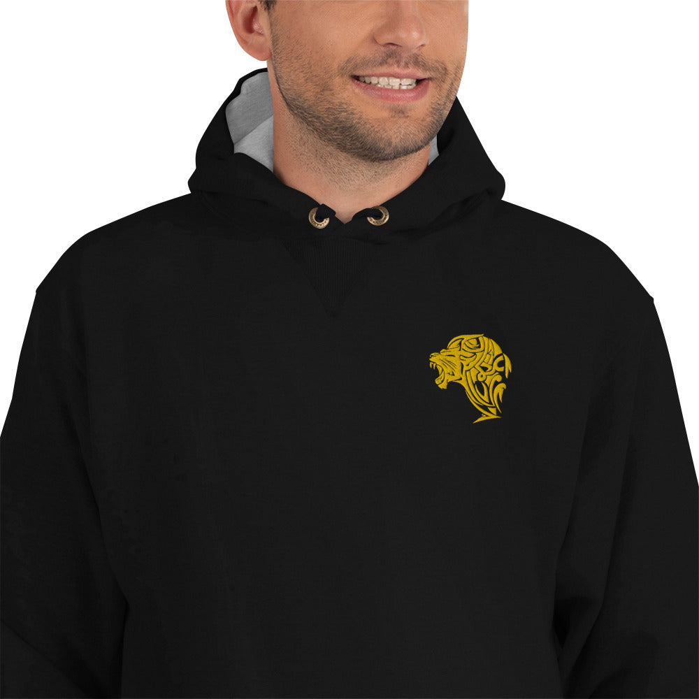 Champion Embroidered Gold Lion Hoodie - Black - Unfazed Tees