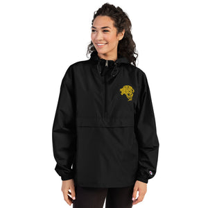 Women's Embroidered Champion Packable Jacket - Black - Unfazed Tees