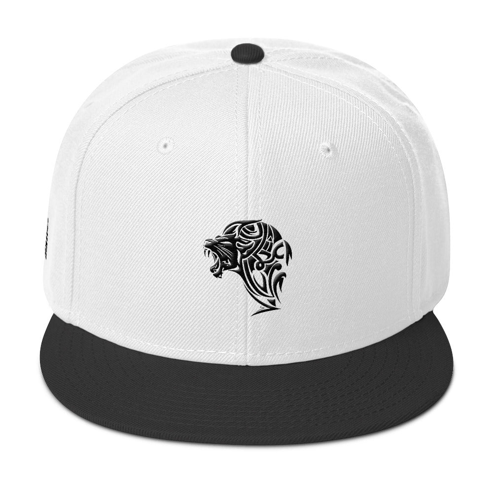 White & Black Snapback Lion Hat - Unfazed Tees