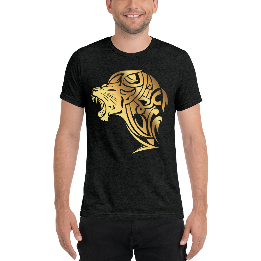 Short sleeve tri-blend Lion t-shirt - Charcoal Black - Unfazed Tees