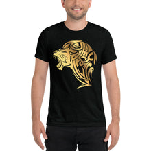 Load image into Gallery viewer, Short sleeve tri-blend Lion t-shirt - Solid Black - Unfazed Tees
