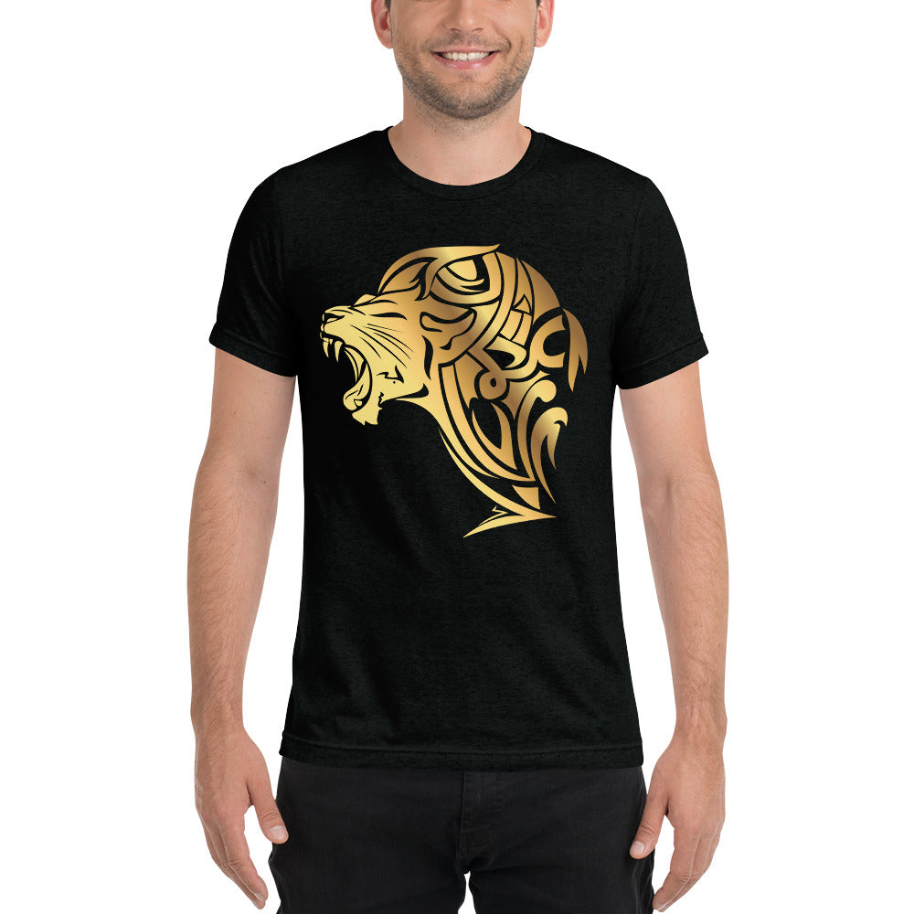 Short sleeve tri-blend Lion t-shirt - Solid Black - Unfazed Tees