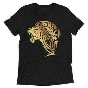 Short sleeve tri-blend Lion t-shirt - Charcoal Black - Unfazed Tees