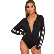 Load image into Gallery viewer, Adida Zipper Jogger Bodysuit - Black - Unfazed Tees
