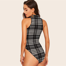 Load image into Gallery viewer, Park Avenue Bodysuit - Black and White Plaid - Unfazed Tees
